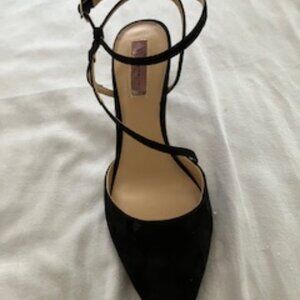 Ankle-strap suede pumps